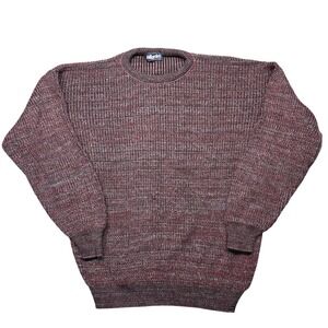 Pilgrim Sweater Mens L Red Chunky-Knit Crewneck Pullover Acrylic Made In USA